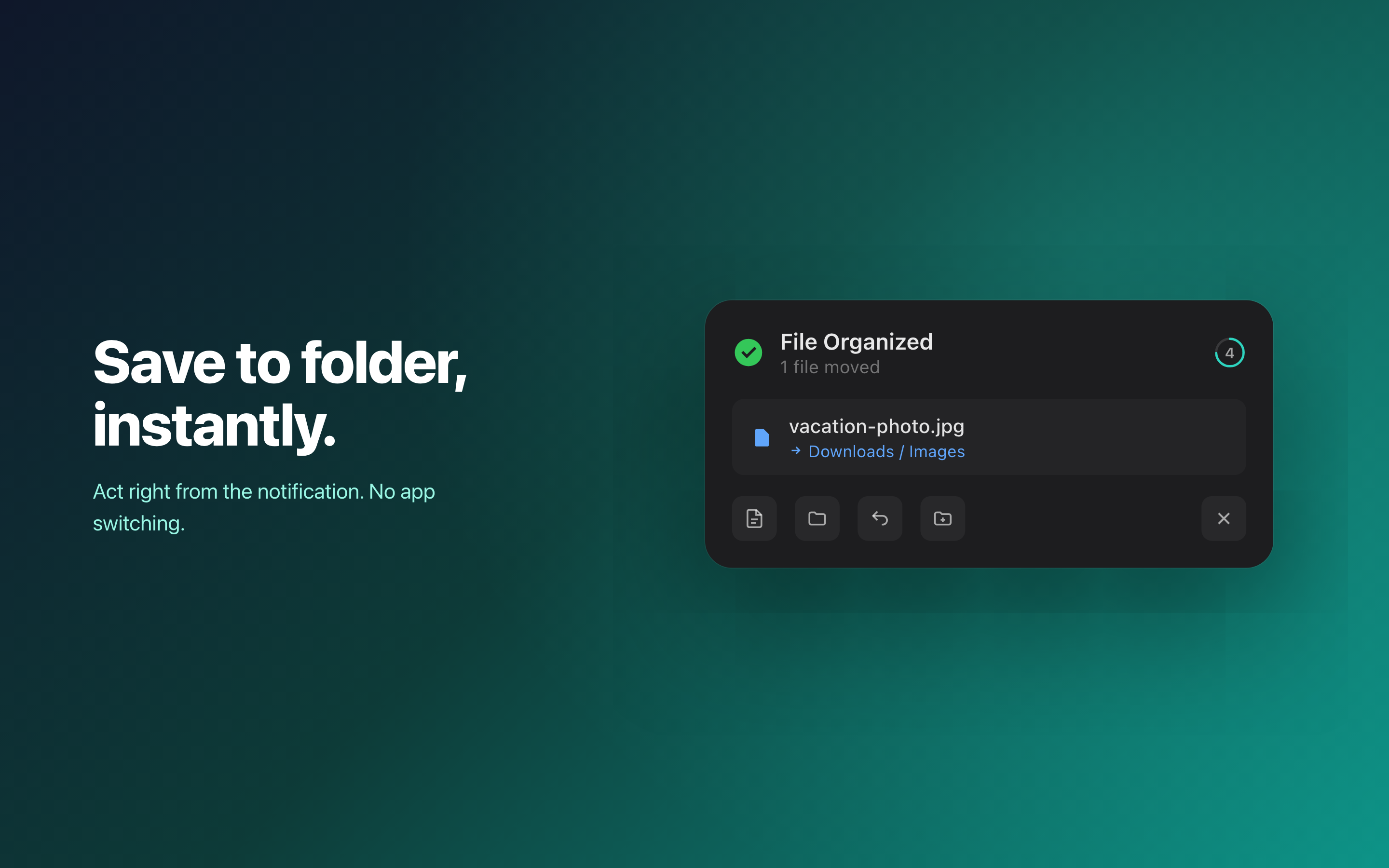 Ornix file categories and action window showing organized results