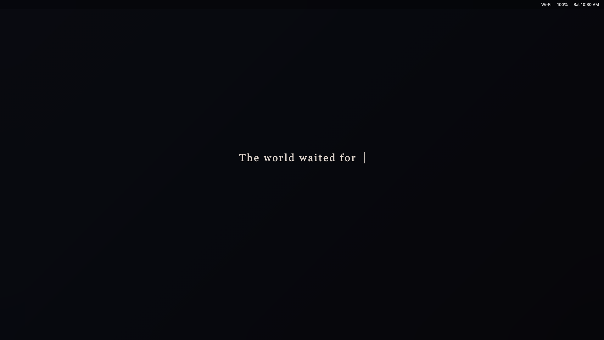 Stir Her theme Echo mode - fullscreen cinematic greeting overlay